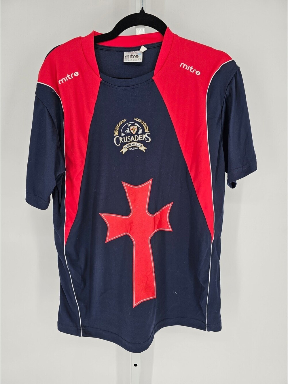 Crusaders Football Club Short Sleeve Soccer Jersey by Mitre Sz L
